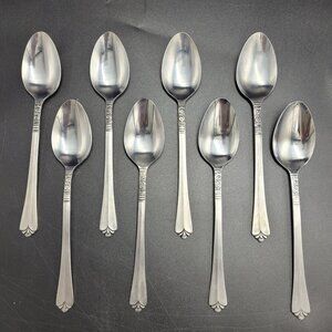 Orleans ORL31 Stainless 8 Dinner Spoons Scroll Heel Fan Korea Flatware B39WU